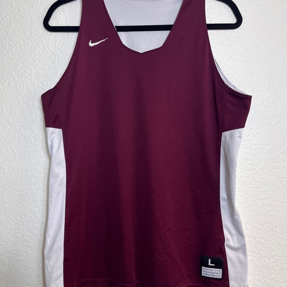Nike Maroon and White Athletic Tank Top Reversible sz Large